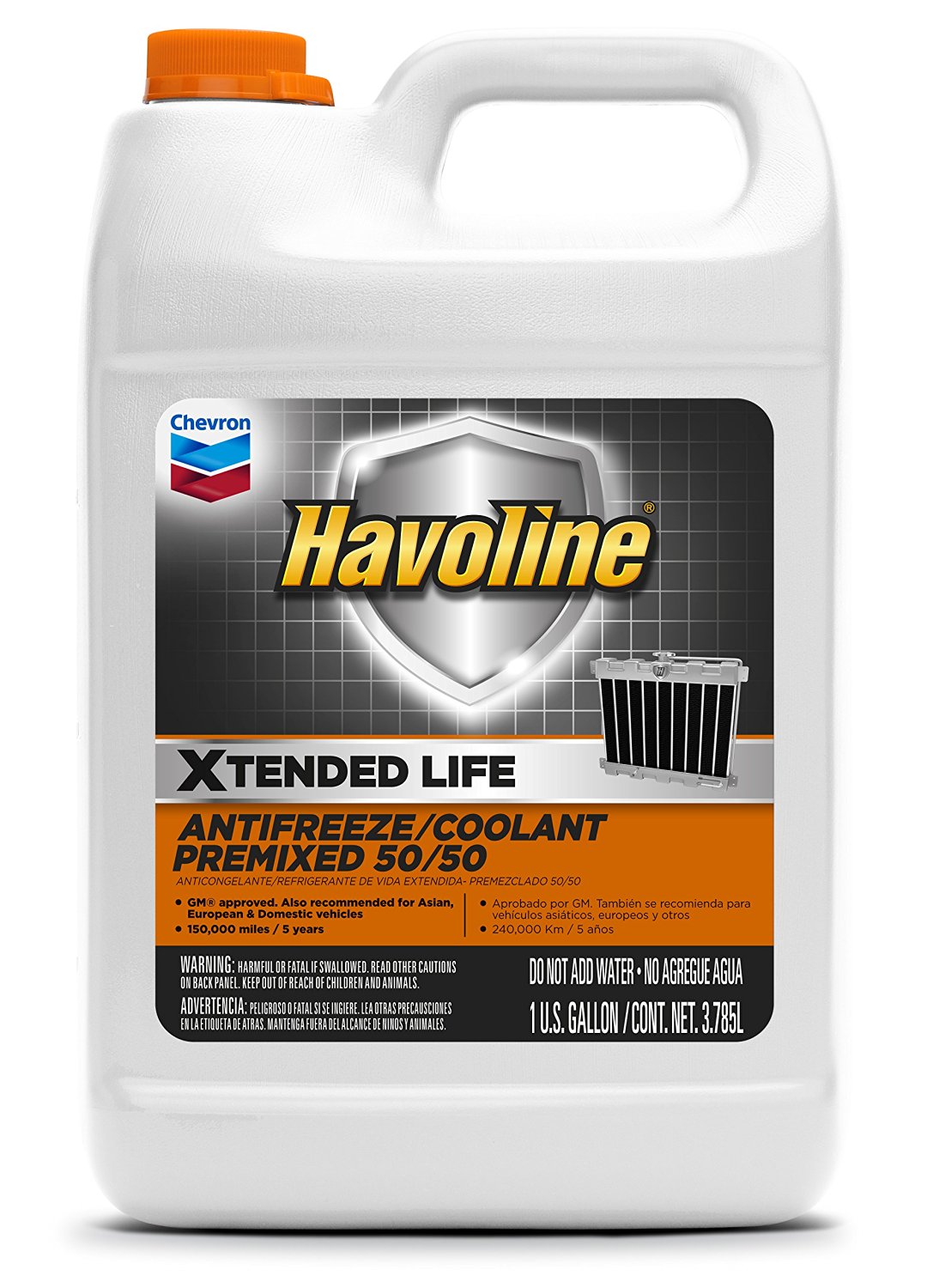Havoline Prediluted 50/50 Dex-Cool Extended Life Antifreeze/Coolant Chevron 221647497